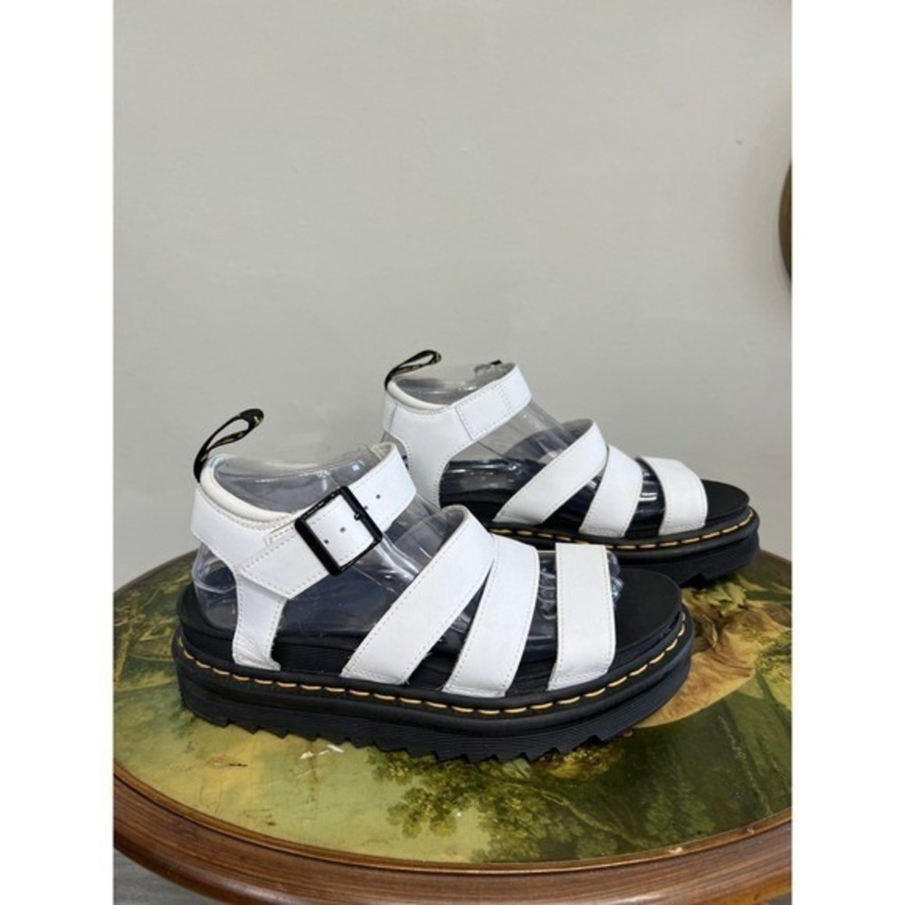 Dr. Martens Blaire White Leather Platform Sandals Size W8
